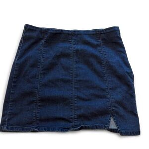 Free People Dark Wash Denim Mini Skirt with Slit - Size M